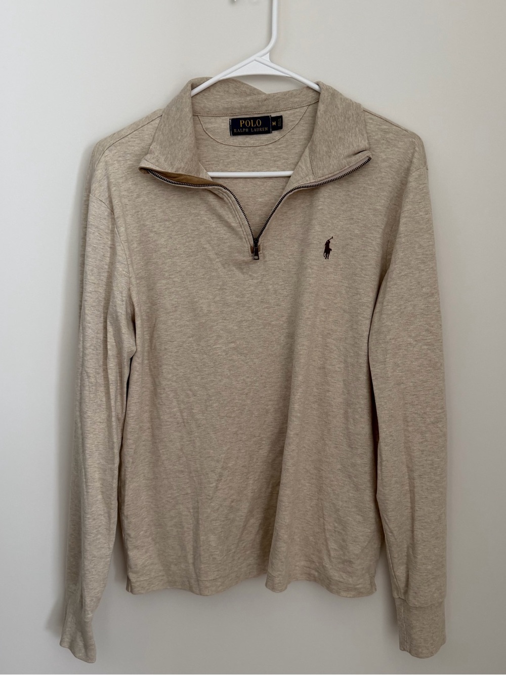 POLO BY RALPH LAUREN - Beige Quarter-Zip Sweater - Men’s Medium
